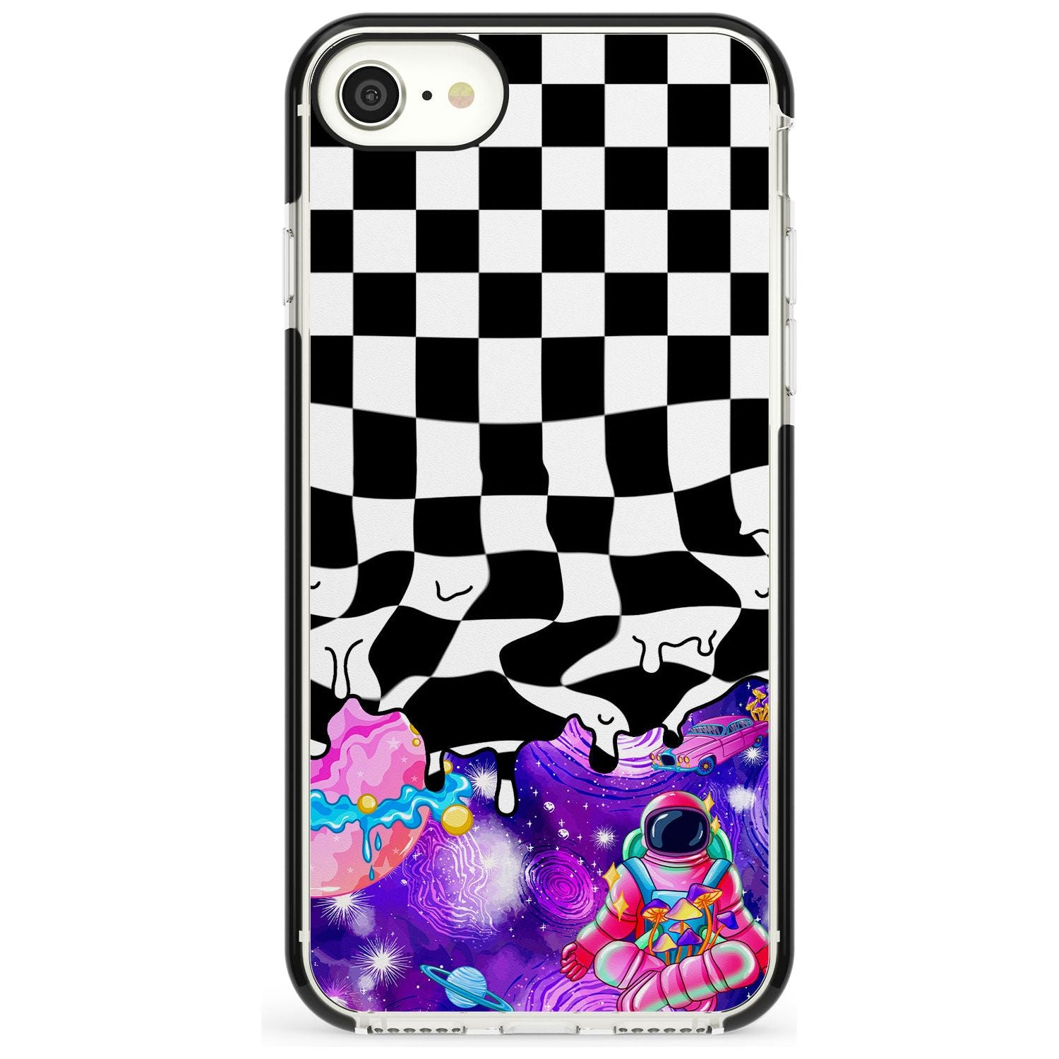 Washed Out Black Impact Phone Case for iPhone SE 8 7 Plus