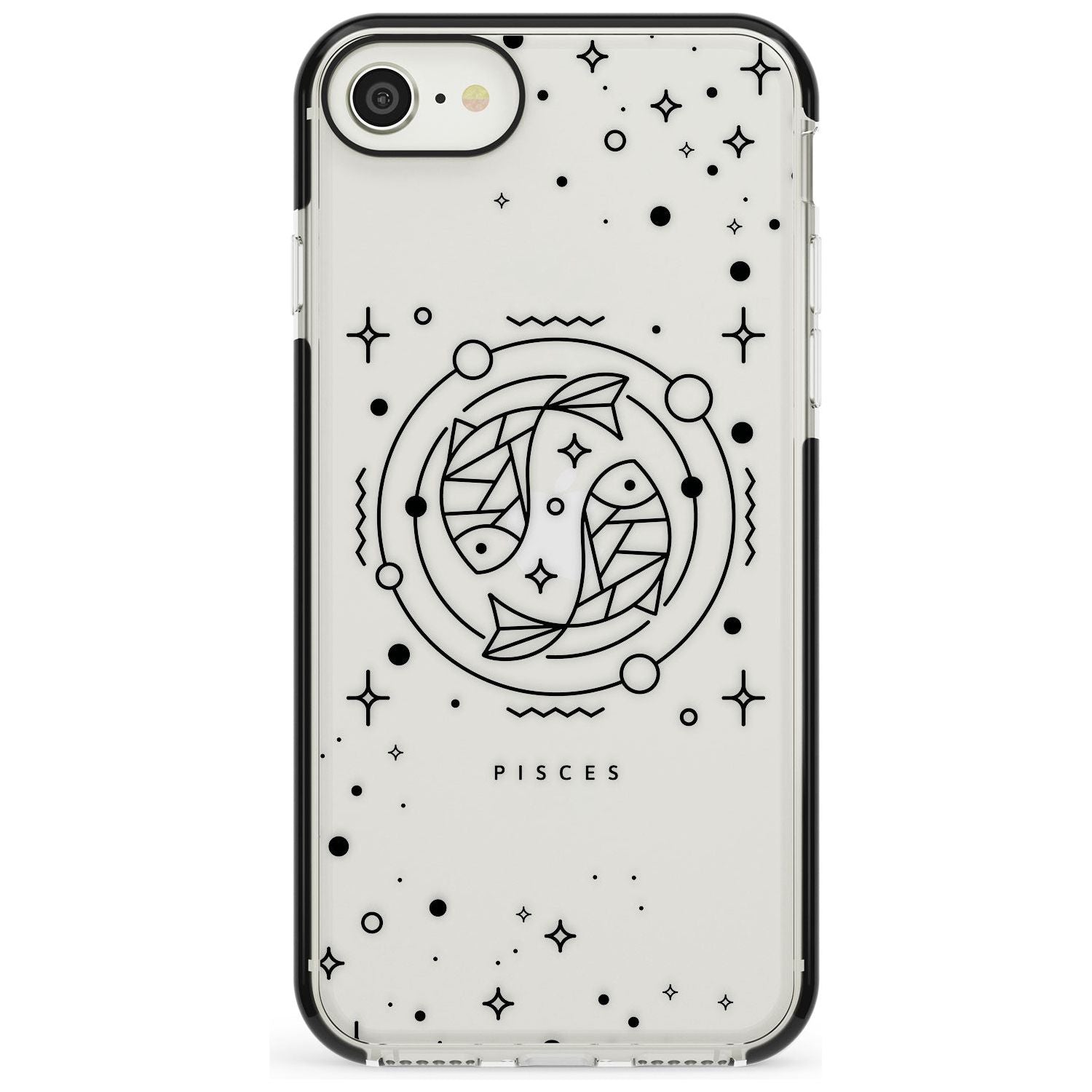 Pisces Emblem - Transparent Design Black Impact Phone Case for iPhone SE 8 7 Plus