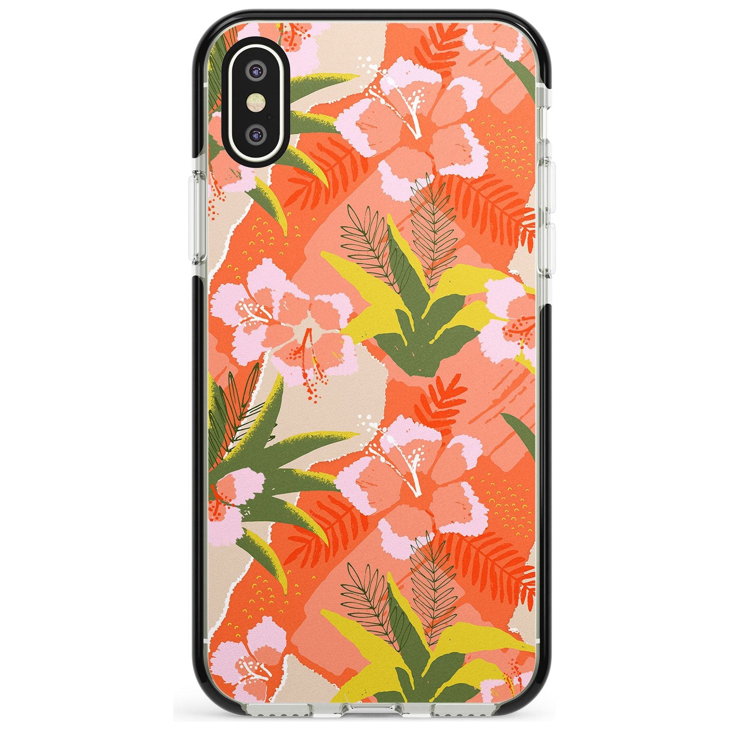 Hawaiian Flowers Abstract Pattern iPhone Case Black Impact Phone Case - Case Warehouse
