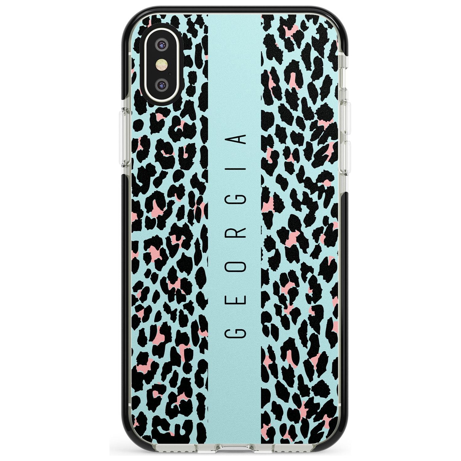 Custom Blue Leopard Spots iPhone Case Black Impact Custom Phone Case - Case Warehouse