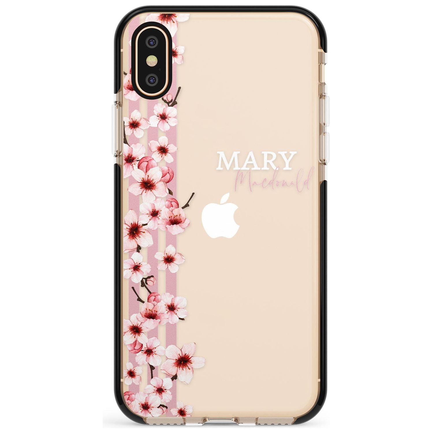 Cherry Blossoms & Stripes Transparent Pink Fade Impact Phone Case for iPhone X XS Max XR