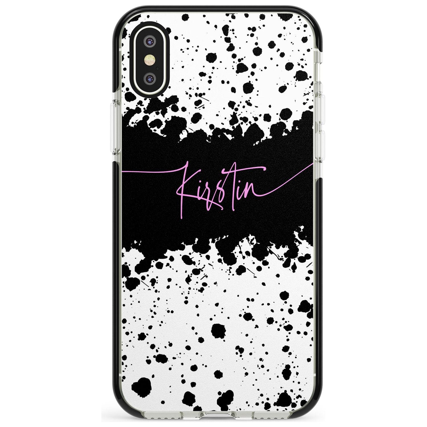 Black & White Paint Splatters iPhone Case Black Impact Custom Phone Case - Case Warehouse