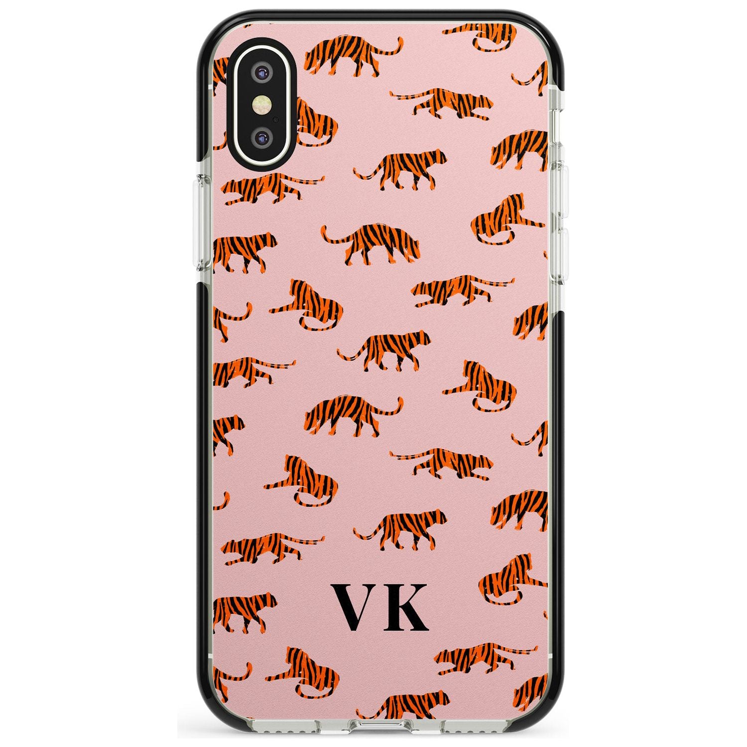 Safari Tiger Pattern on Pink iPhone Case Black Impact Custom Phone Case - Case Warehouse