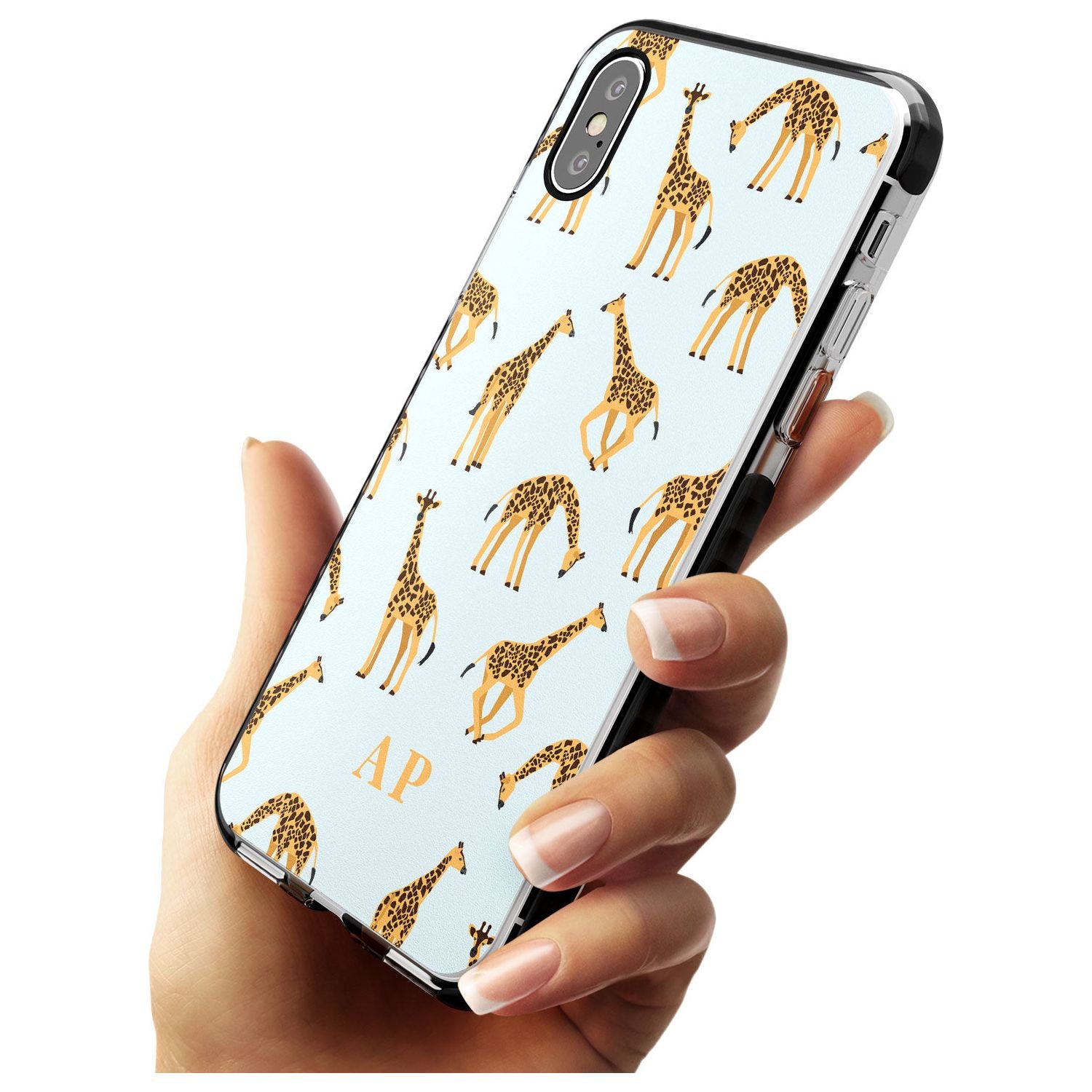 Safari Giraffe Pattern on Blue iPhone Case Custom Phone Case - Case Warehouse