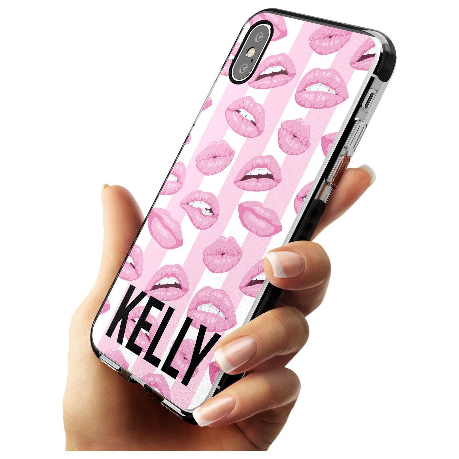 Pink Stripes & Lips iPhone Case Custom Phone Case - Case Warehouse