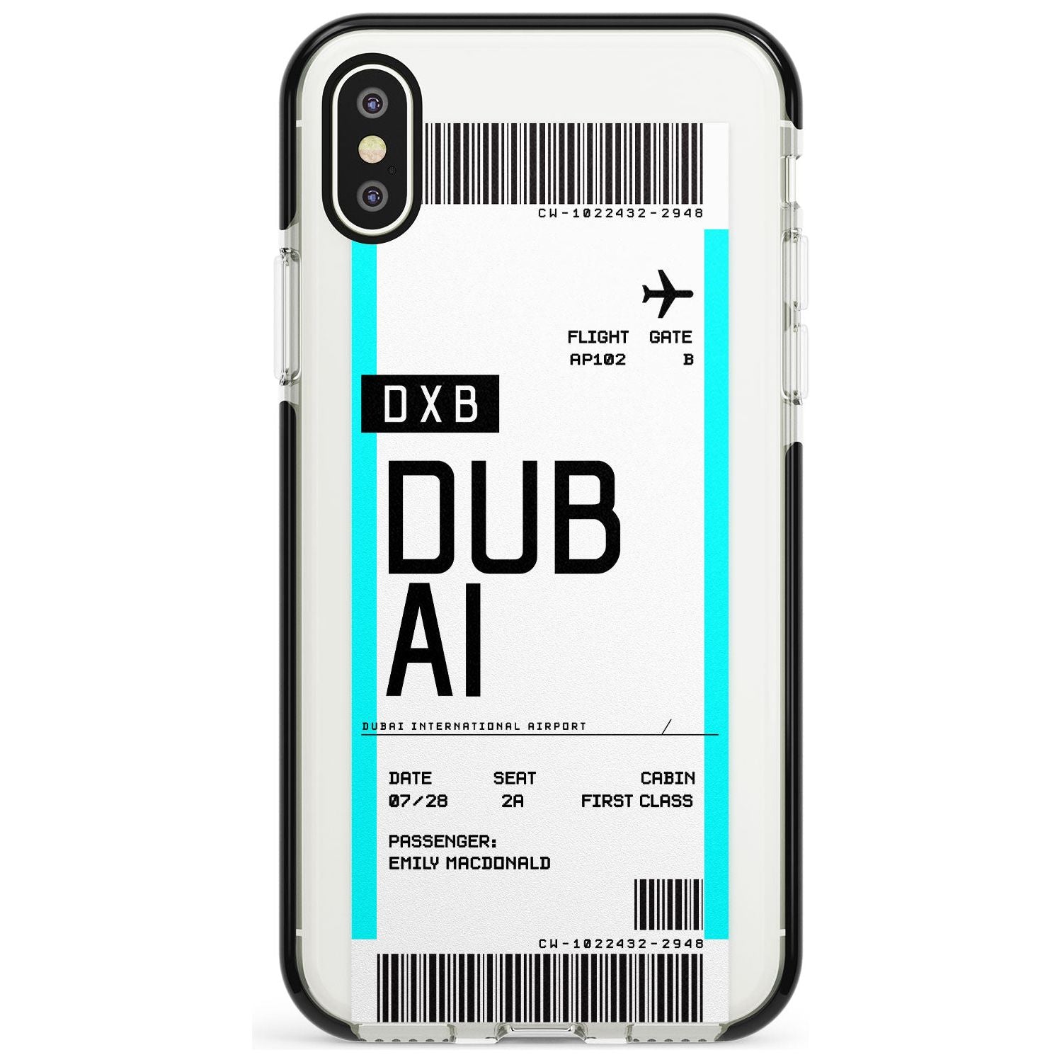 Dubai Boarding Pass iPhone Case Black Impact Custom Phone Case - Case Warehouse