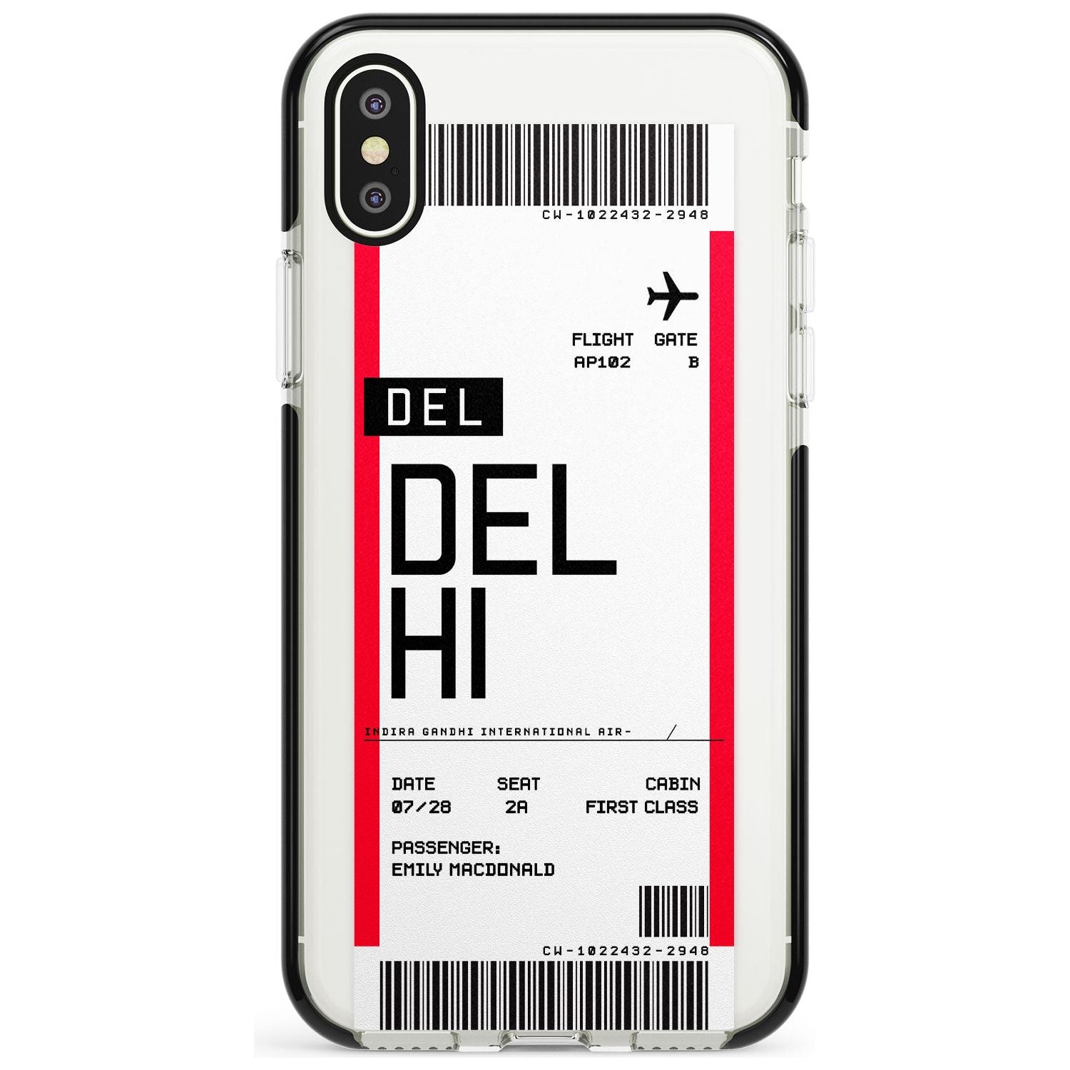 Delhi Boarding Pass iPhone Case Black Impact Custom Phone Case - Case Warehouse