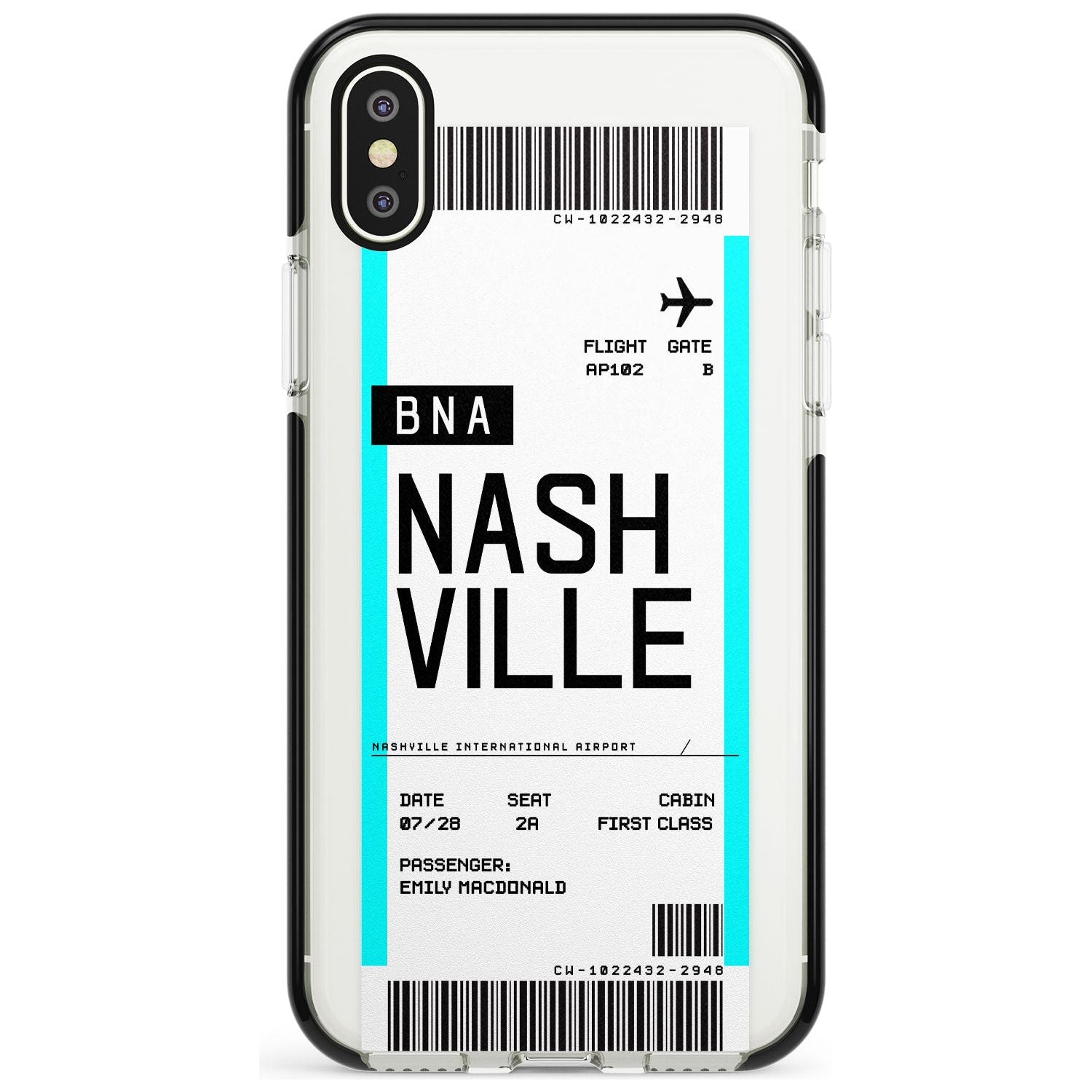 Nashville Boarding Pass iPhone Case Black Impact Custom Phone Case - Case Warehouse