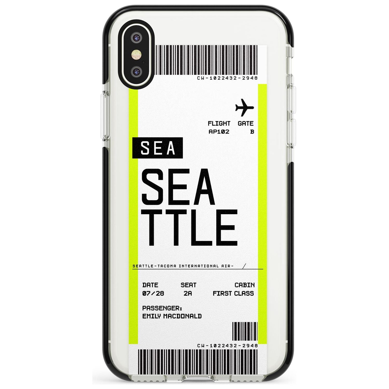 Seattle Boarding Pass iPhone Case Black Impact Custom Phone Case - Case Warehouse