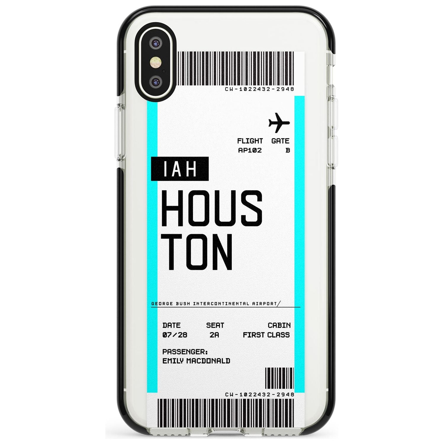 Houston Boarding Pass iPhone Case Black Impact Custom Phone Case - Case Warehouse