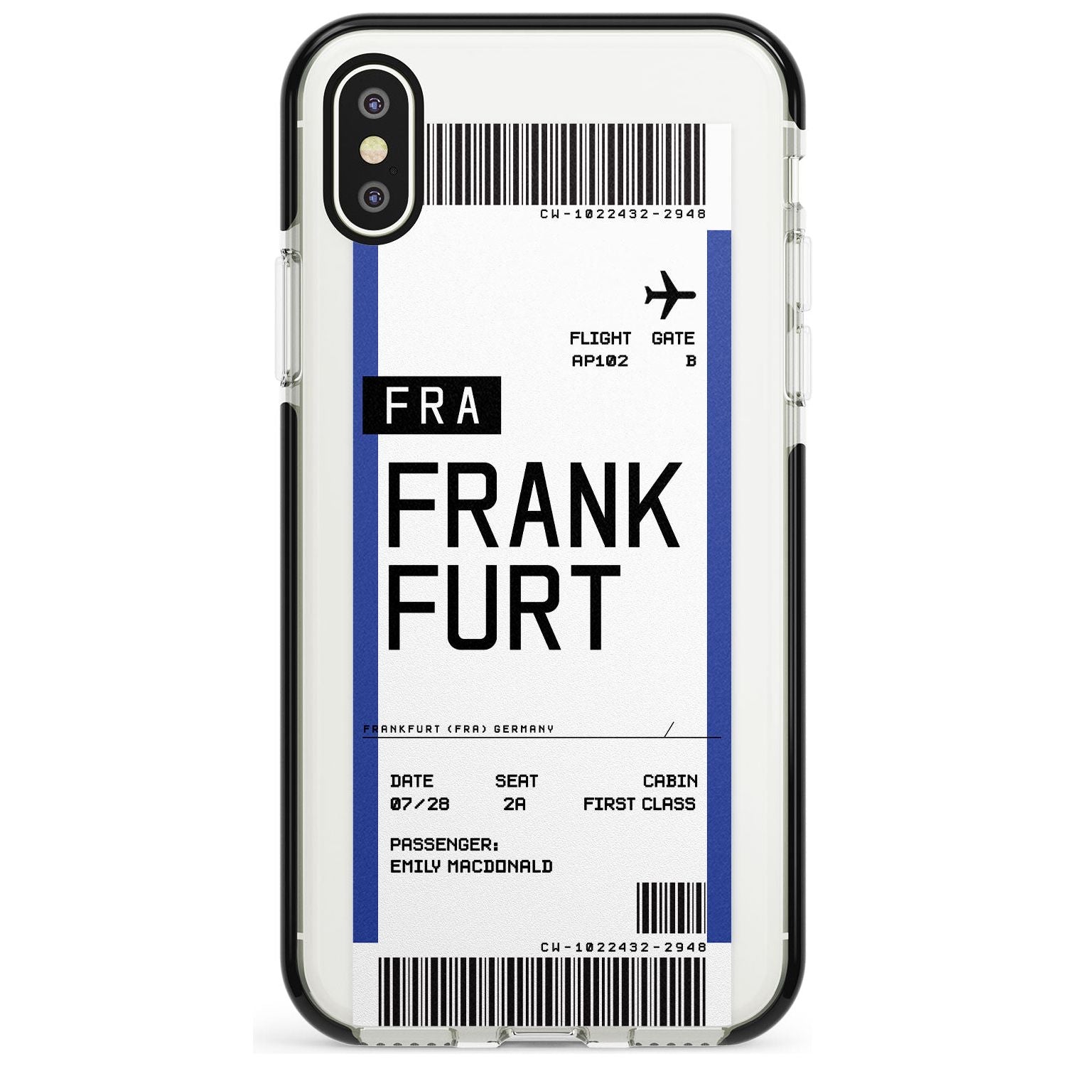 Frankfurt Boarding Pass iPhone Case Black Impact Custom Phone Case - Case Warehouse