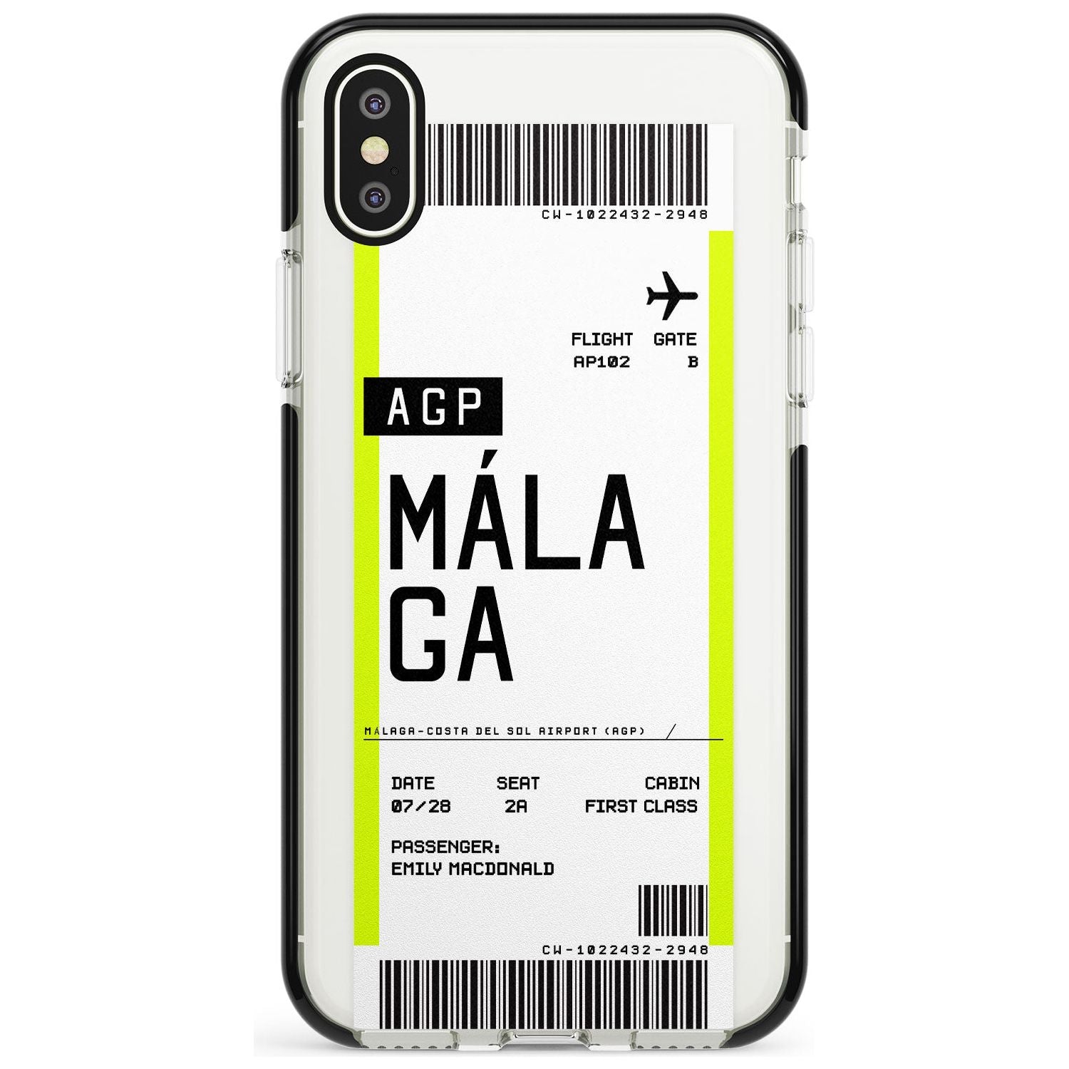 Málaga Boarding Pass iPhone Case Black Impact Custom Phone Case - Case Warehouse