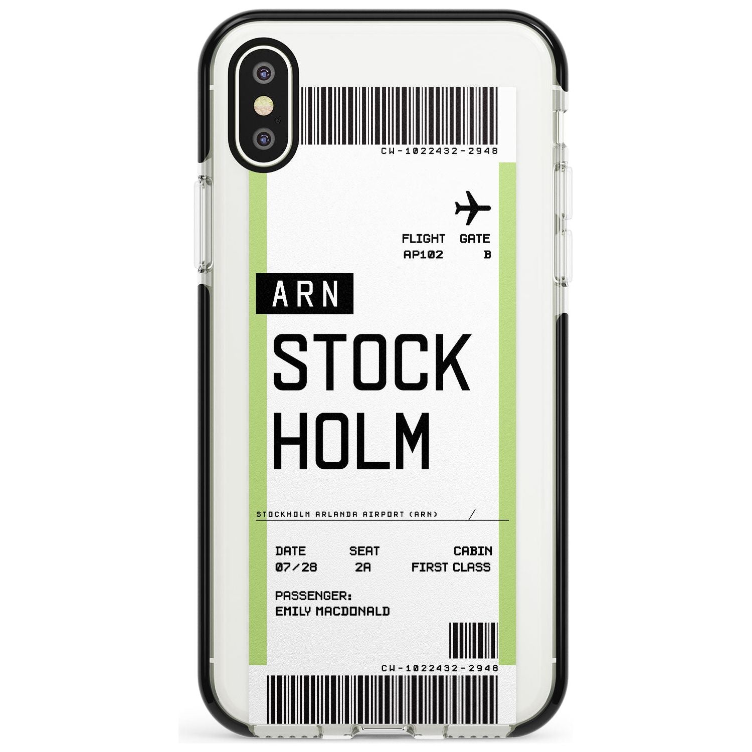 Stockholm Boarding Pass iPhone Case Black Impact Custom Phone Case - Case Warehouse