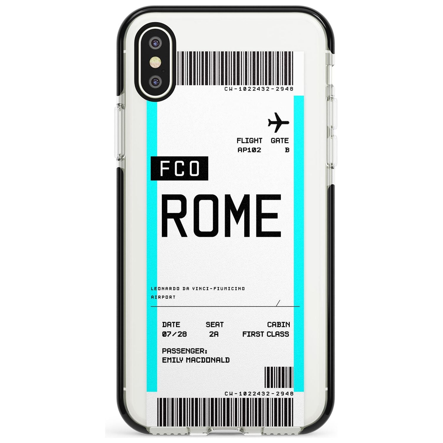 Rome Boarding Pass iPhone Case Black Impact Custom Phone Case - Case Warehouse