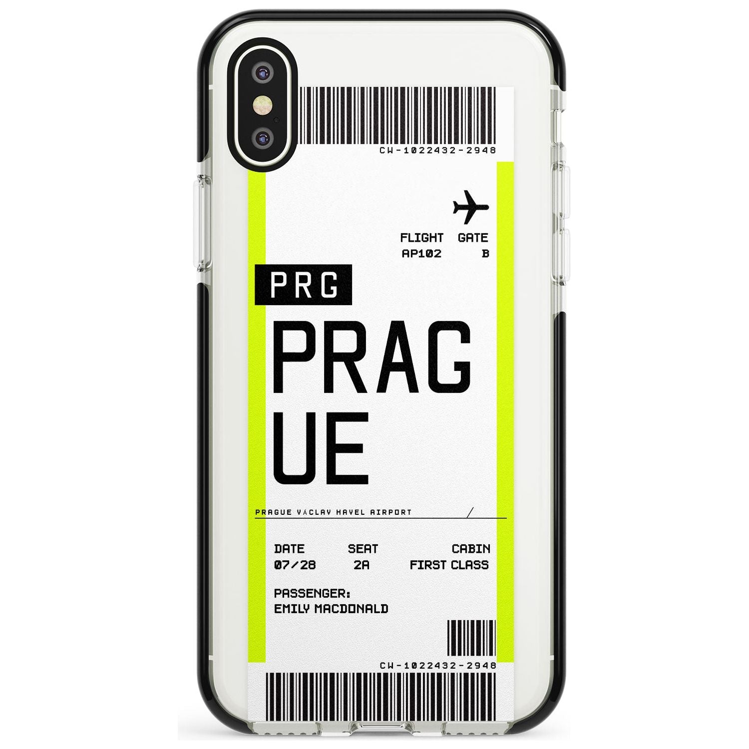 Prague Boarding Pass Black Impact Custom Phone Case - Case Warehouse