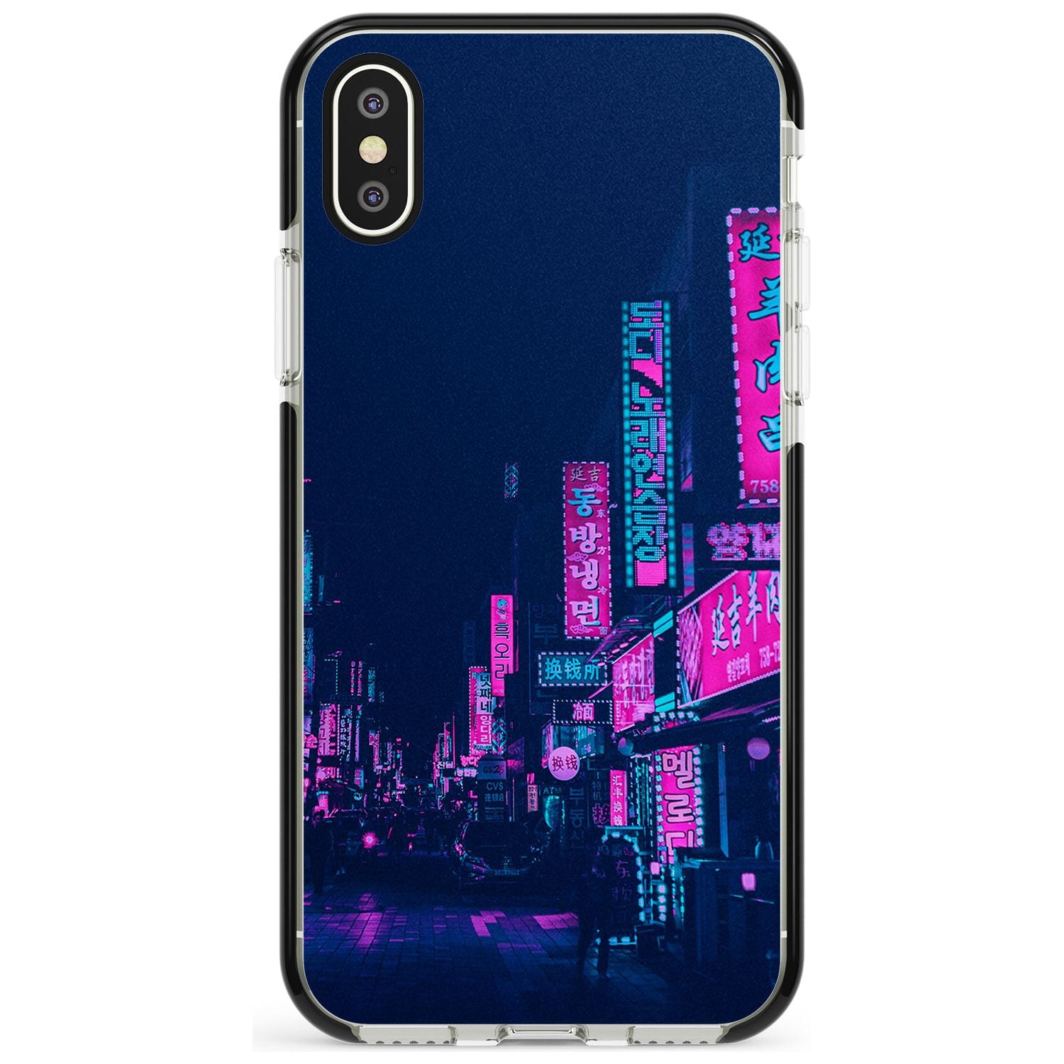 Pink & Turquoise - Neon Cities iPhone Case  Black Impact Phone Case - Case Warehouse