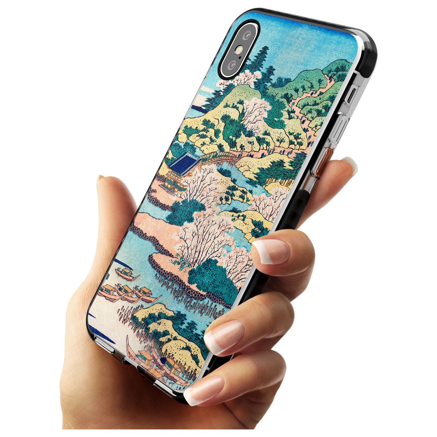 Coastal Community by Katsushika Hokusai Pink Fade Impact Phone Case for iPhone X XS Max XR