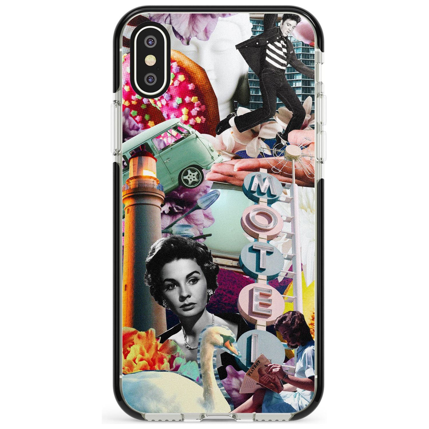 Vintage Collage: Retro Motel Black Impact Phone Case for iPhone X XS Max XR