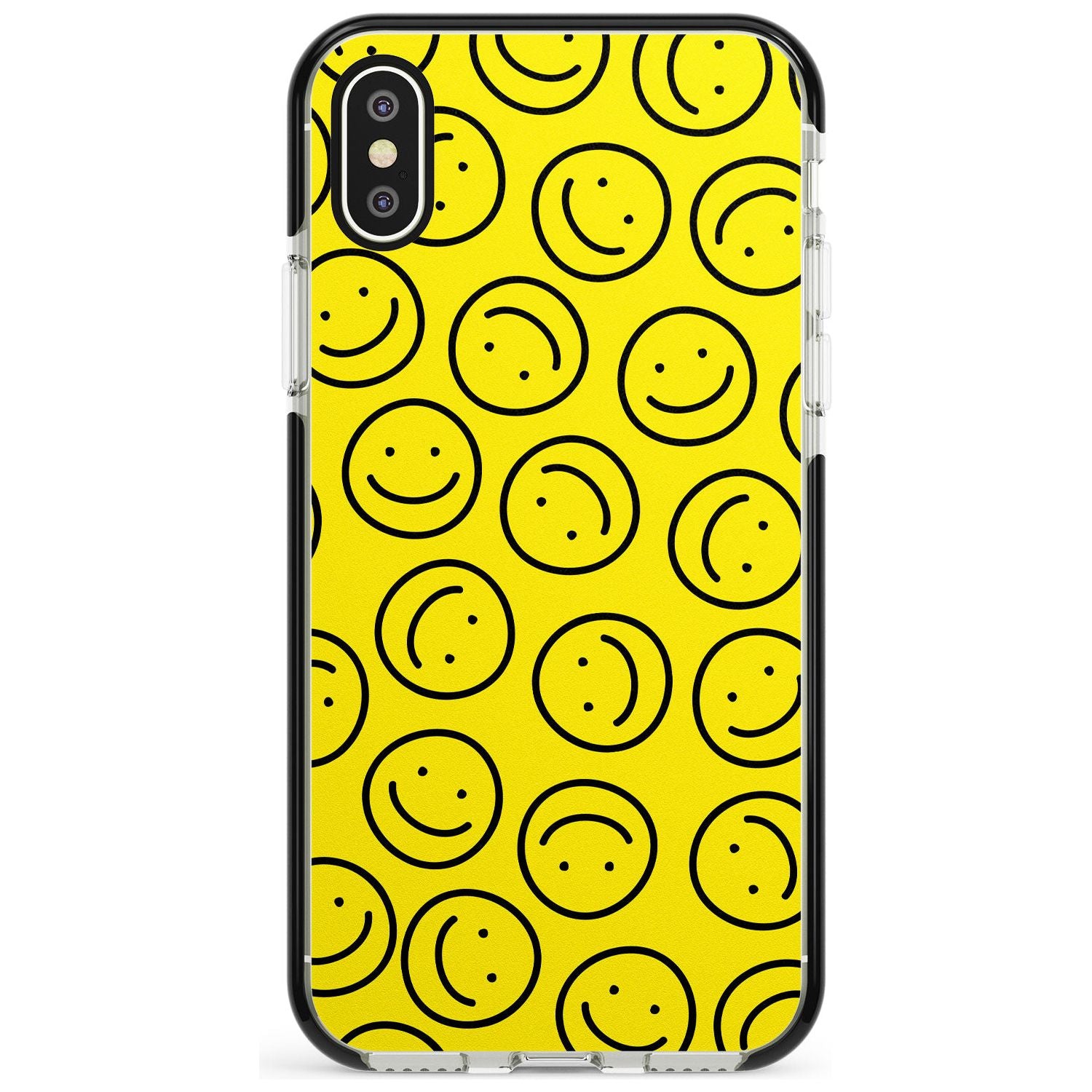 Happy Face Pattern iPhone Case Black Impact Phone Case - Case Warehouse