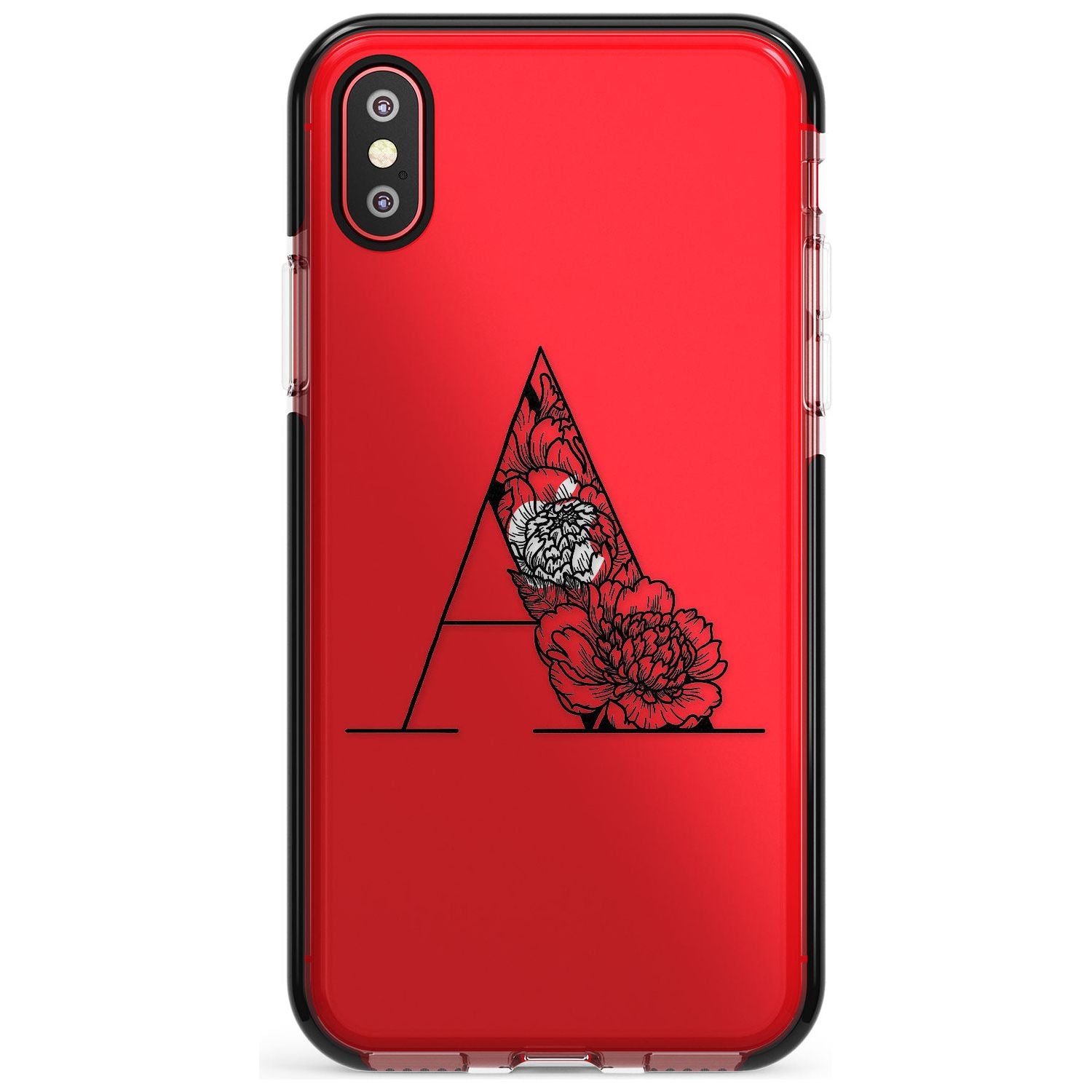 Floral Monogram Letter Pink Fade Impact Phone Case for iPhone X XS Max XR