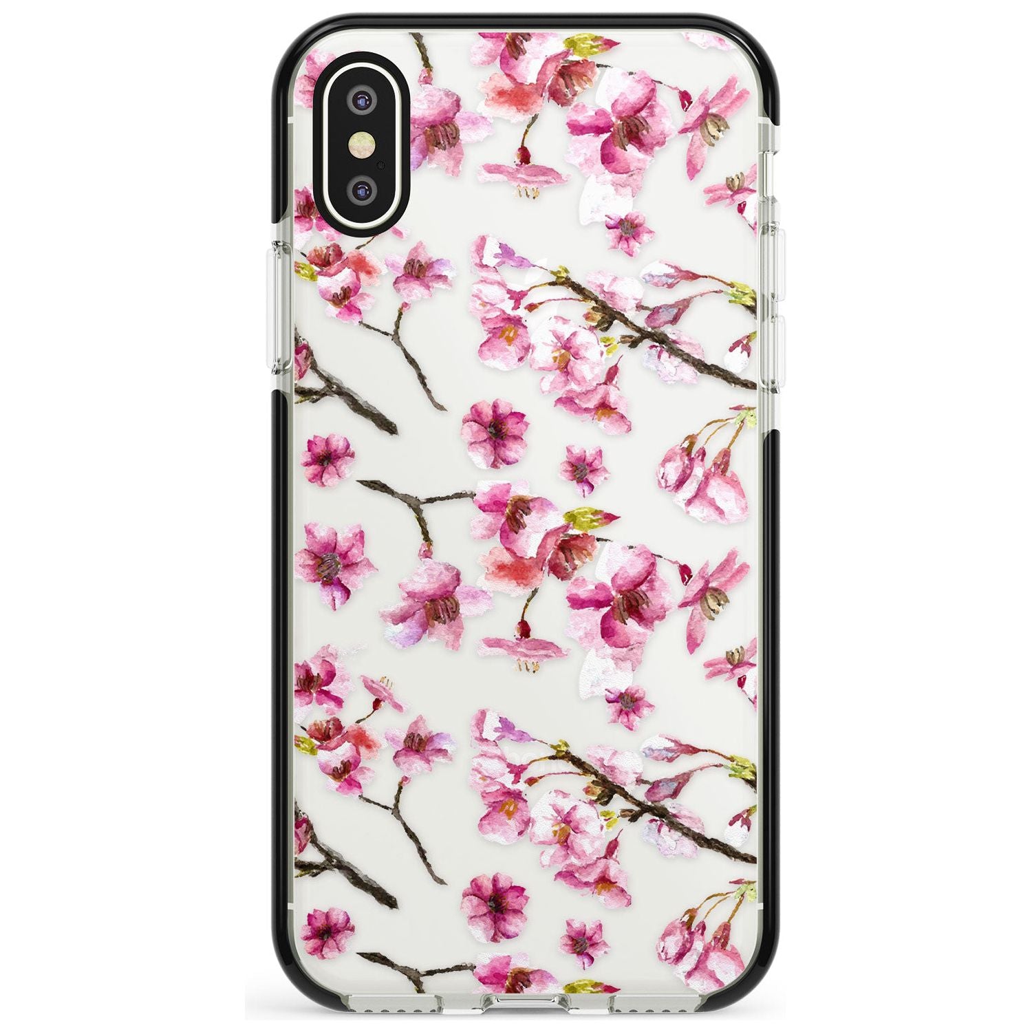 Sakura Watercolour iPhone Case Black Impact Phone Case - Case Warehouse