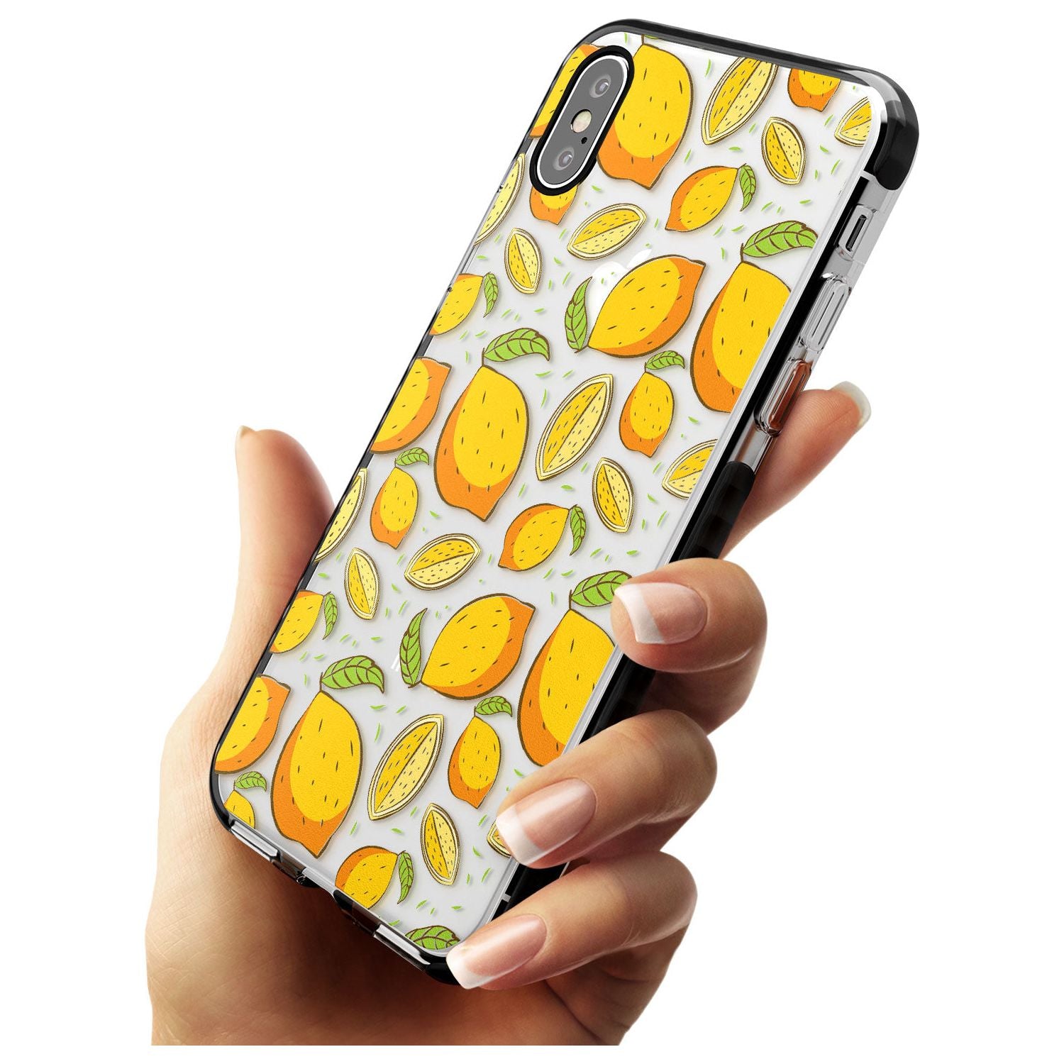 Lemon Pattern Black Impact Phone Case for iPhone X XS Max XR