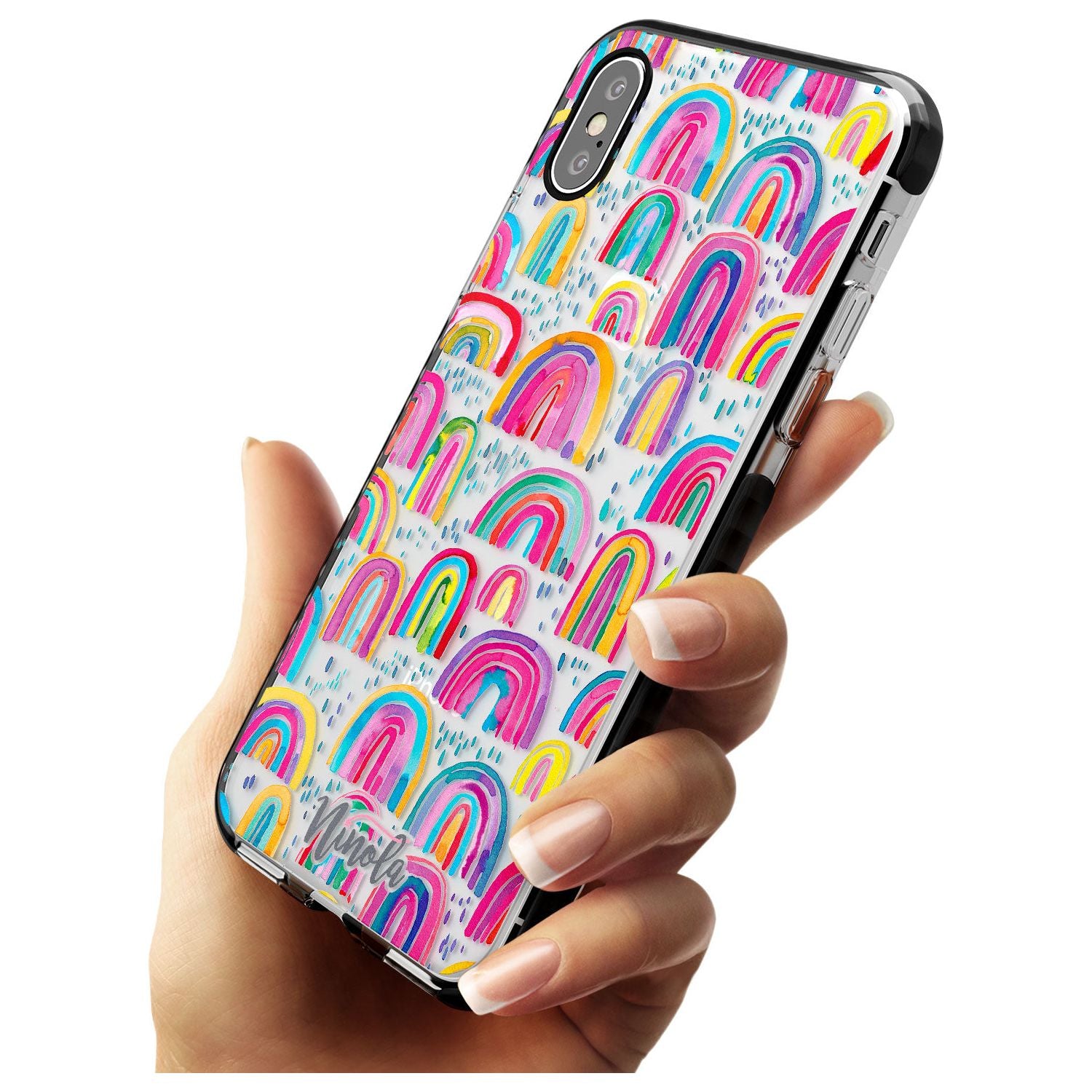 Cute Watercolor Rainbows Black Impact Phone Case for iPhone X XS Max XR