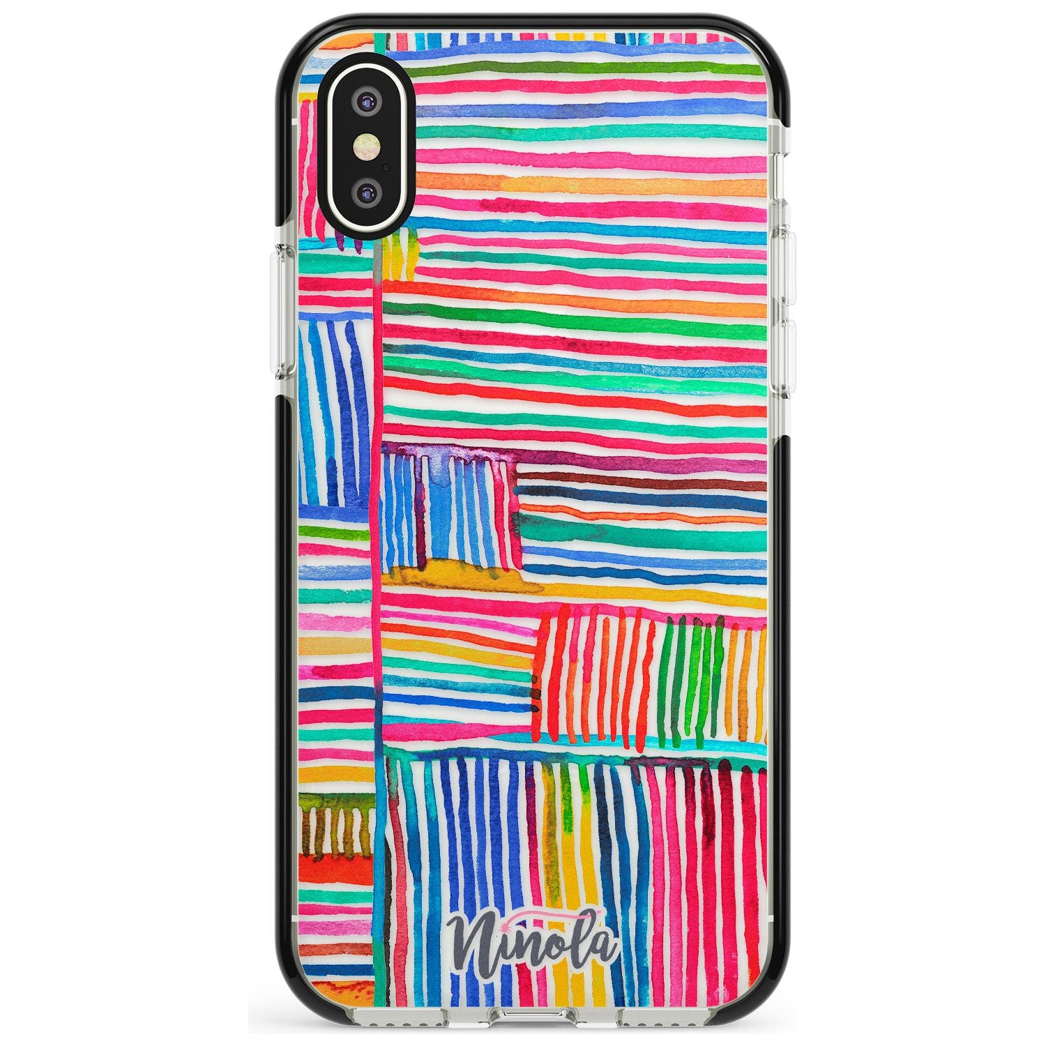 Watercolor Relaxing Lines Black Impact Phone Case for iPhone X XS Max XR