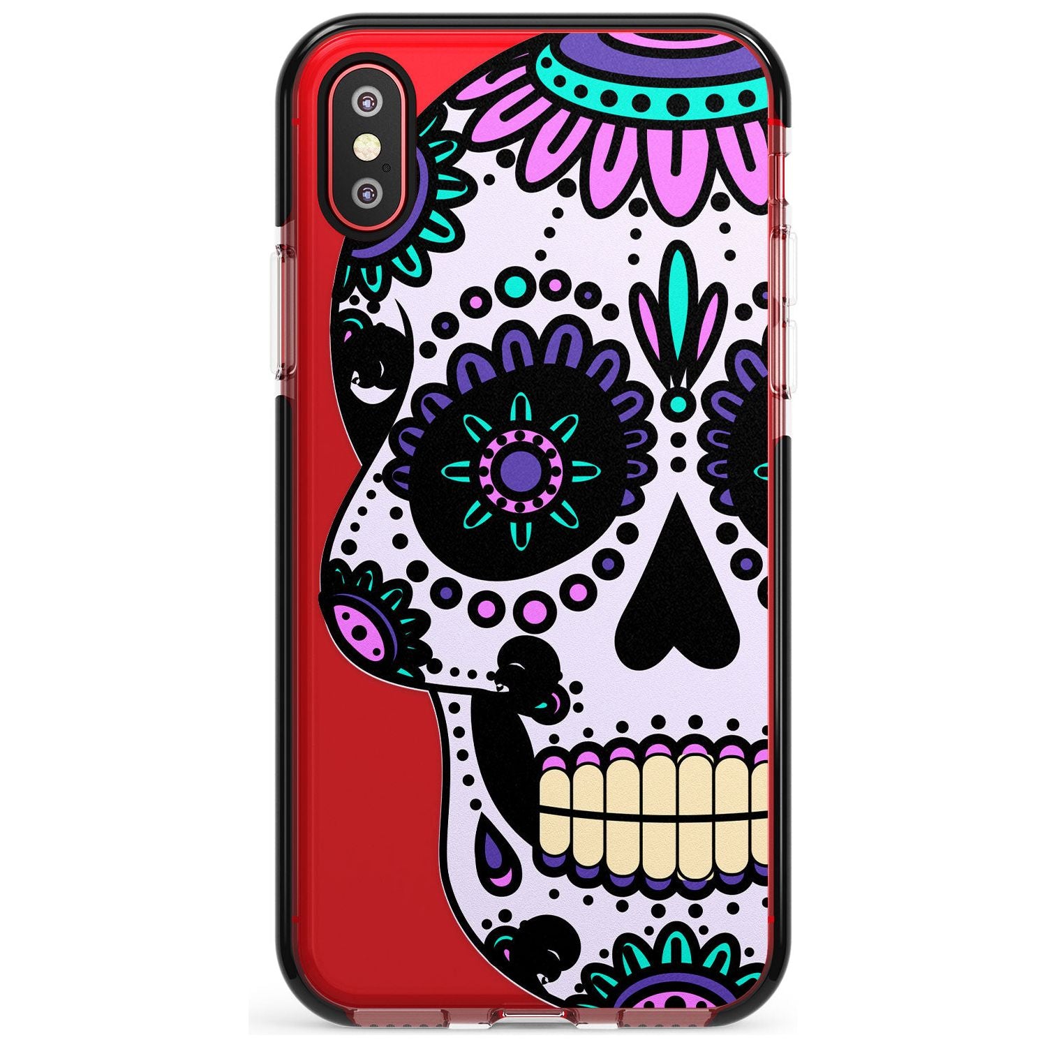 Violet Sugar Skull Black Impact Phone Case for iPhone X XS Max XR