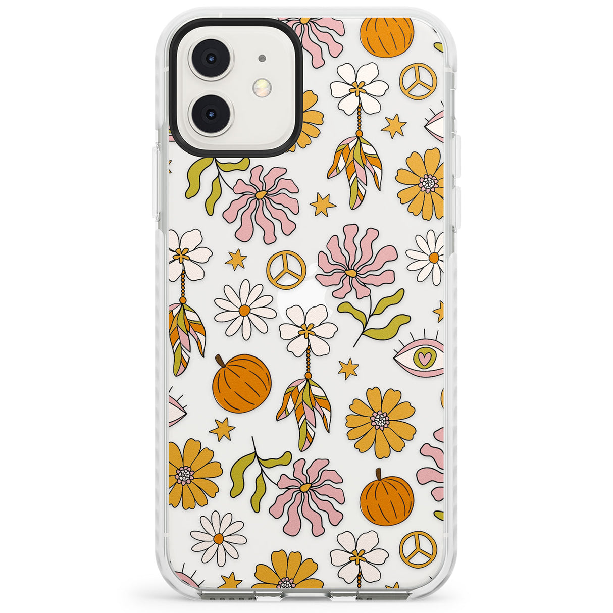 Retro Boho Fall Floral Impact Phone Case for iPhone 11, iphone 12