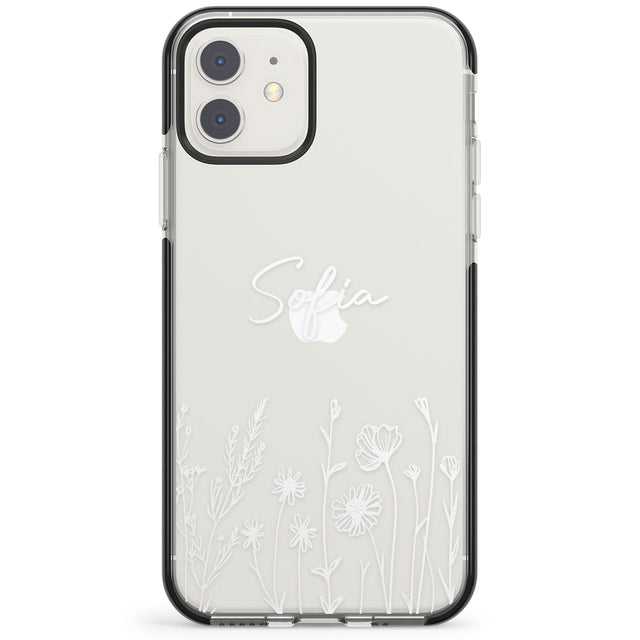 Personalised White Wildflowers Impact Phone Case for iPhone 11, iphone 12