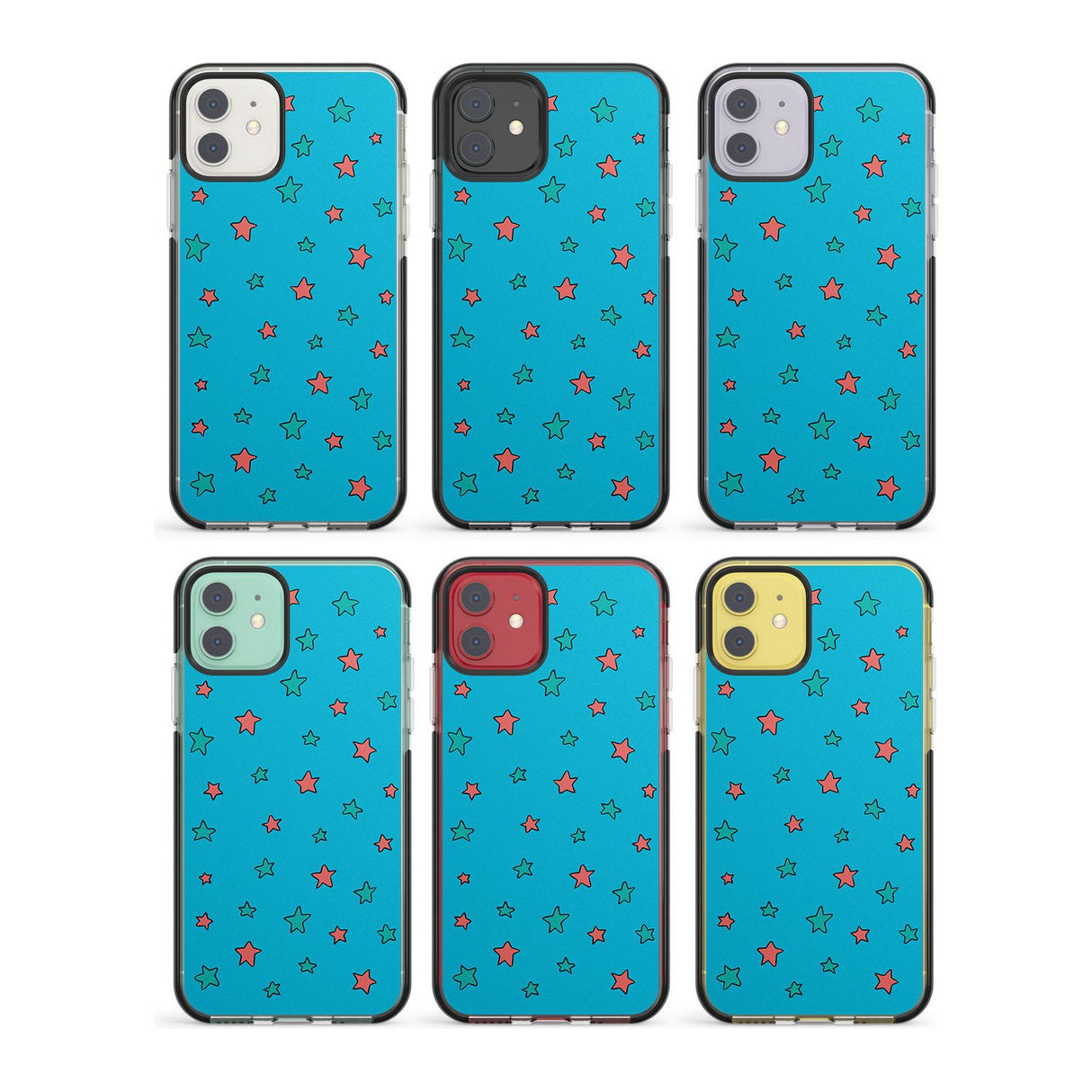 Blue Heartstopper Stars Pattern Impact Phone Case for iPhone 11, iphone 12