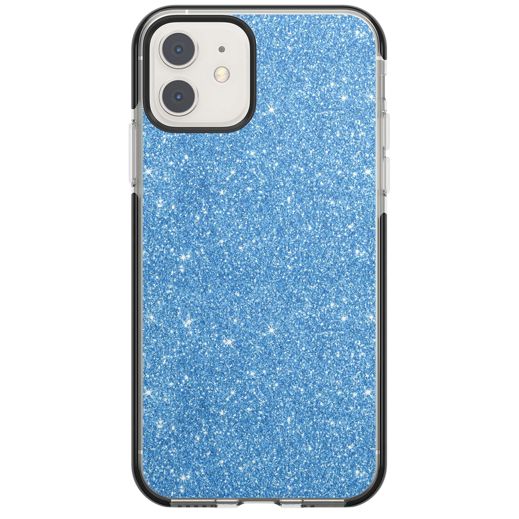 Blue Glitter blue glitter iPhone case featuring dense sparkling cerulean glitter with a glamorous shimmering finish | Black Impact case for iPhone 11, iPhone 12