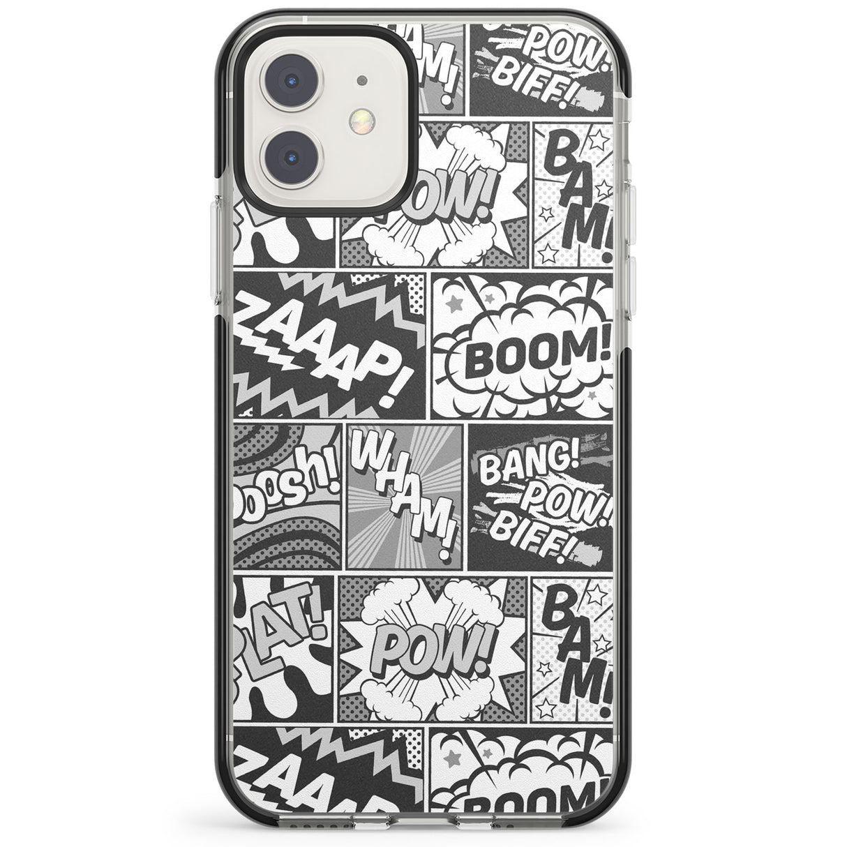 Onomatopoeia (Black & White) Impact Phone Case for iPhone 11, iphone 12