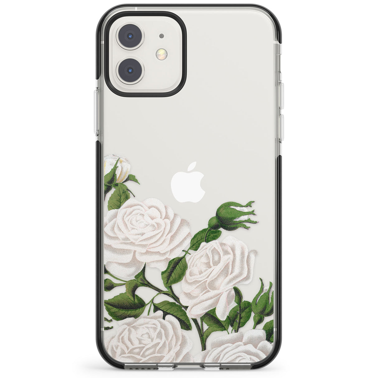 White Vintage Painted Flowers Impact Phone Case for iPhone 11, iphone 12