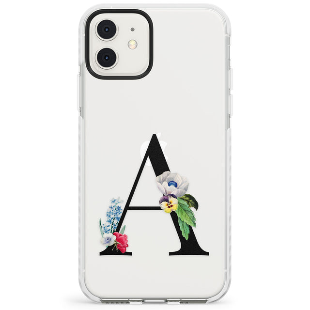 Personalised Floral Initial Impact Phone Case for iPhone 11, iphone 12