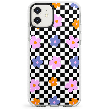 Checkered Blossom Impact Phone Case for iPhone 11, iphone 12