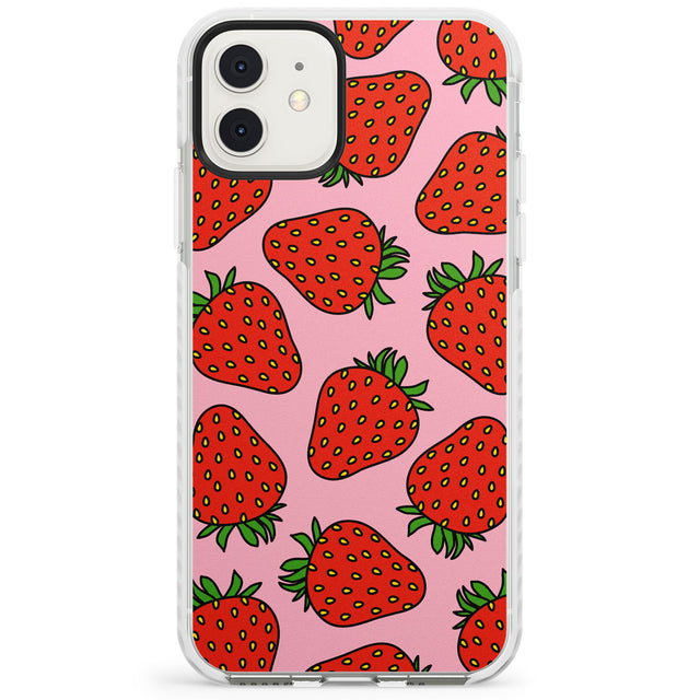 Strawberry Pattern (Pink) Impact Phone Case for iPhone 11, iphone 12