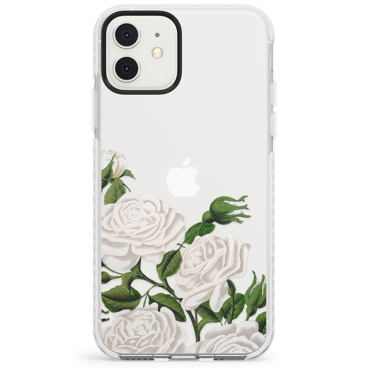 White Vintage Painted Flowers Impact Phone Case for iPhone 11, iphone 12