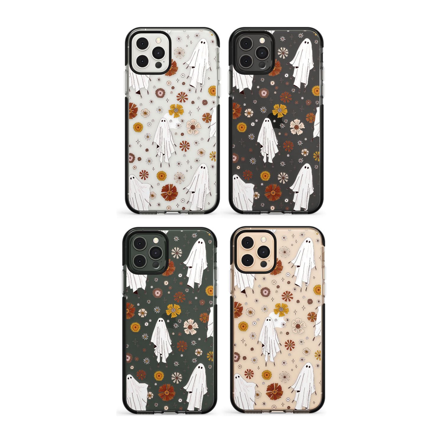 Halloween Skulls and Flowers Impact Phone Case for iPhone 11, iphone 12