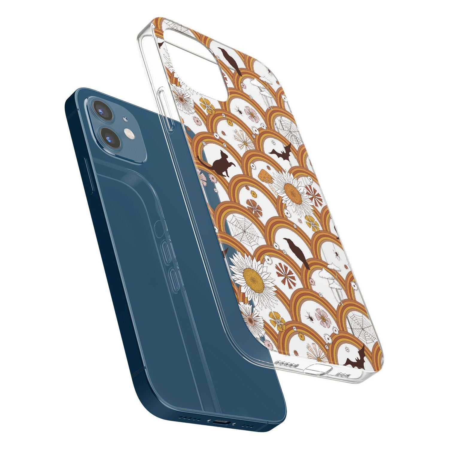 Halloween Skulls and Flowers Impact Phone Case for iPhone 11, iphone 12