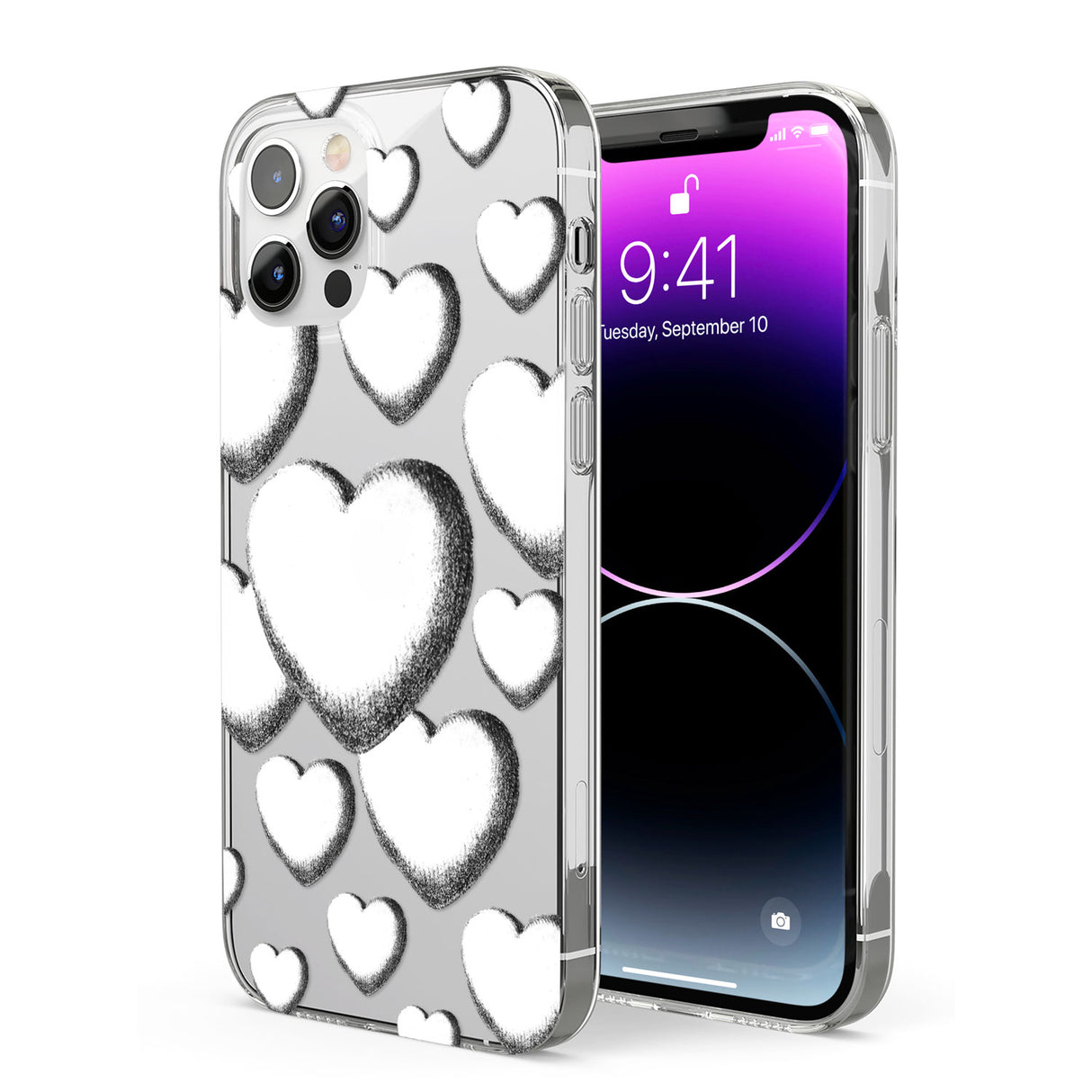 Hand-Drawn Hearts Phone Case for iPhone 12 Pro