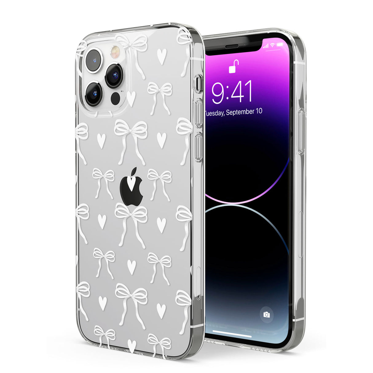 White Bows & Hearts Phone Case for iPhone 12 Pro