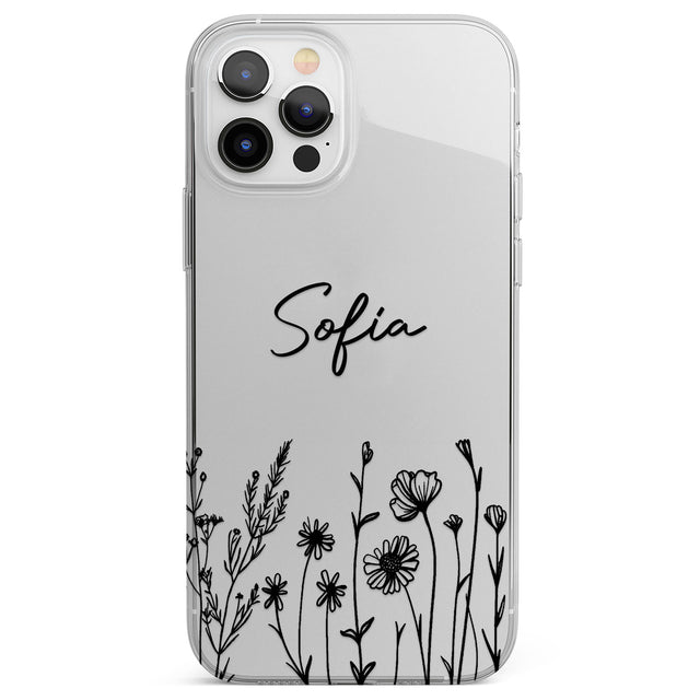 Personalised Black Wildflowers Phone Case for iPhone 12 Pro