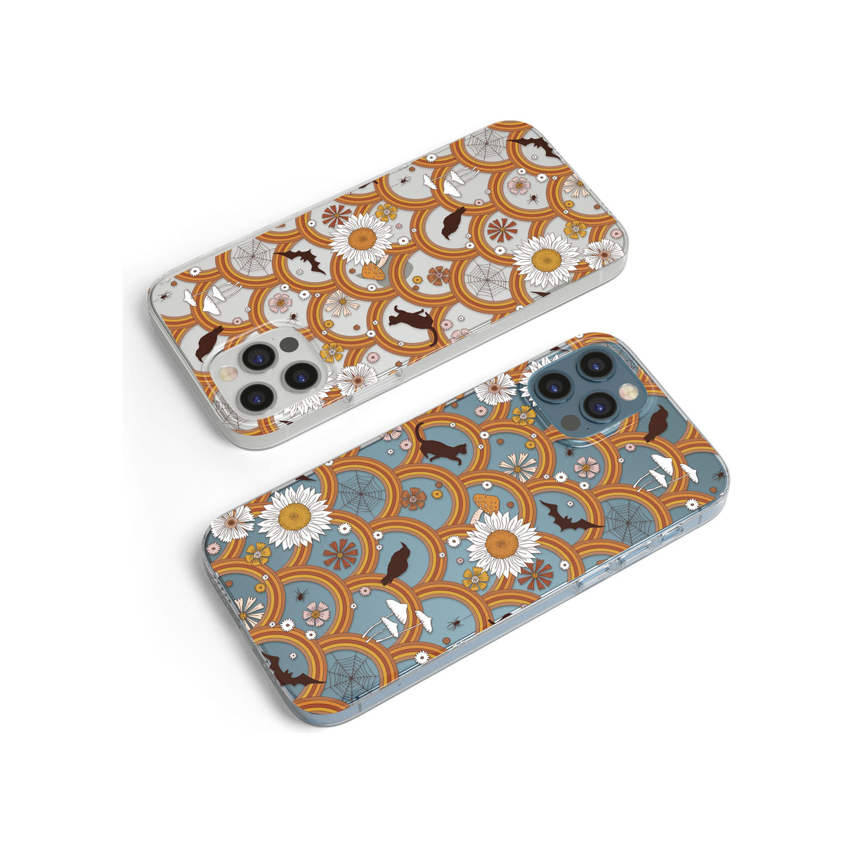Halloween Skulls and Flowers Phone Case for iPhone 12 Pro