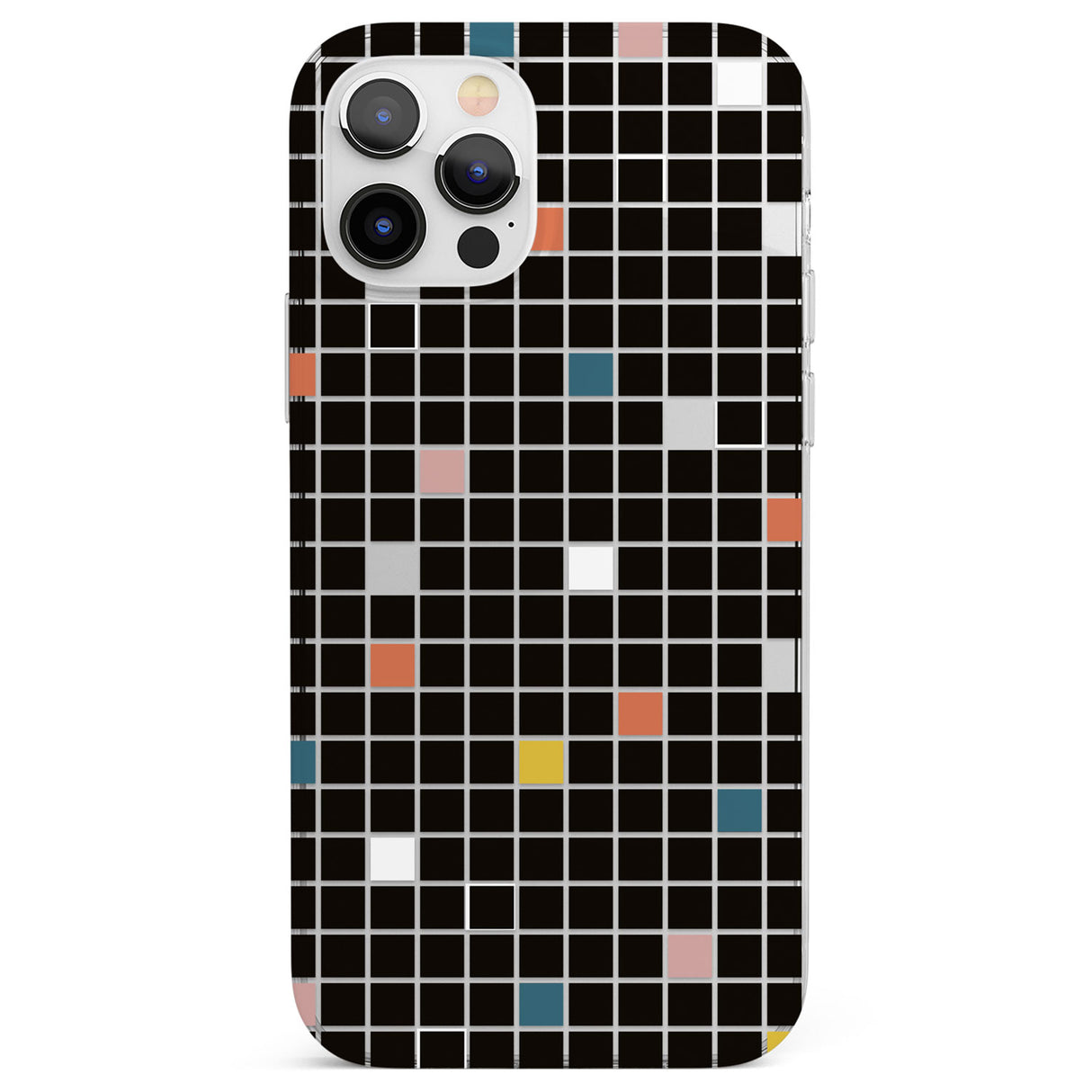 Earthtone Black Geometric Grid Phone Case for iPhone 12 Pro