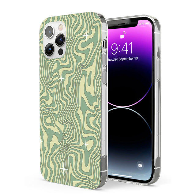 Green Abstract Wave Phone Case for iPhone 12 Pro