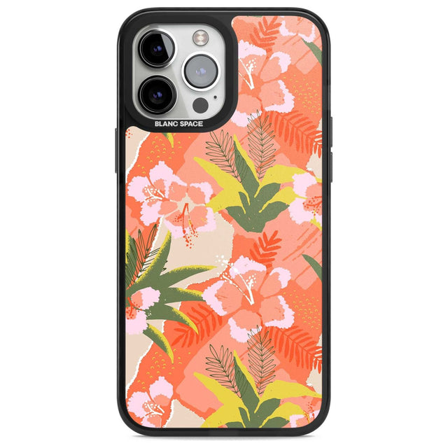 Hawaiian Flowers Abstract Pattern Phone Case iPhone 13 Pro Max / Magsafe Black Impact Case Blanc Space