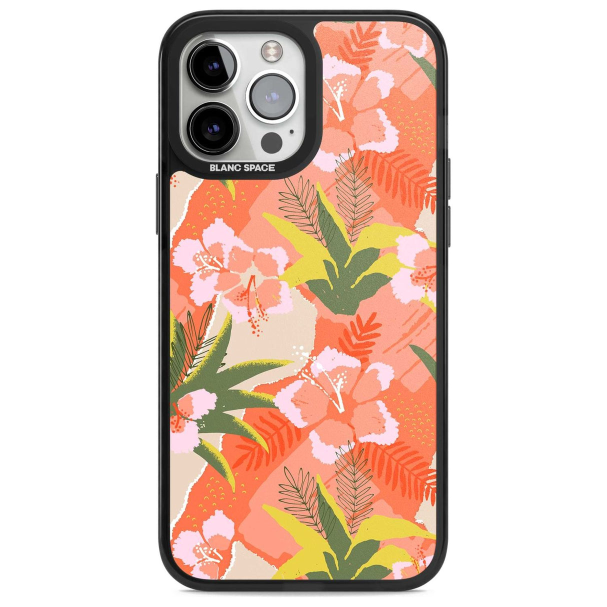 Hawaiian Flowers Abstract Pattern Phone Case iPhone 13 Pro Max / Magsafe Black Impact Case Blanc Space