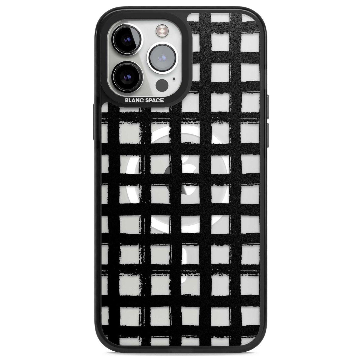 Messy Black Grid - Clear Phone Case iPhone 13 Pro Max / Magsafe Black Impact Case Blanc Space